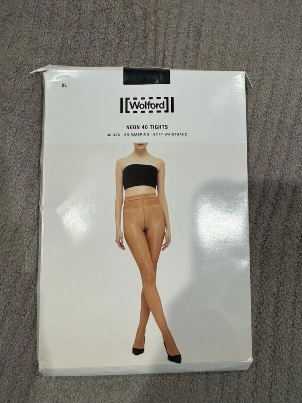 Wolford Satin Touch Shimmering 40 Den Tights Hose Black Women's XL NEW